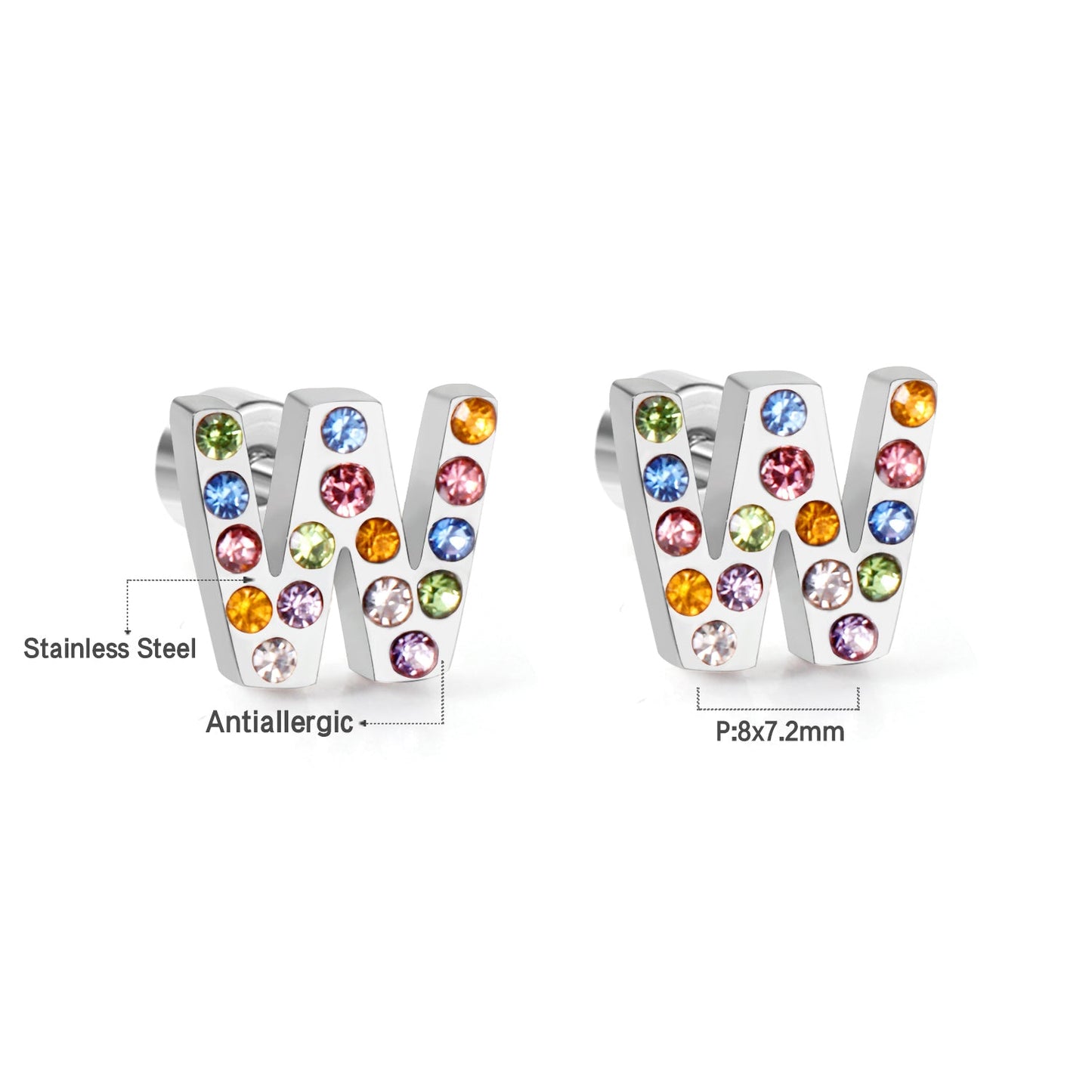 12 pairs Steel/Gold Monogram Screwback Earrings A-Z asonjewelry