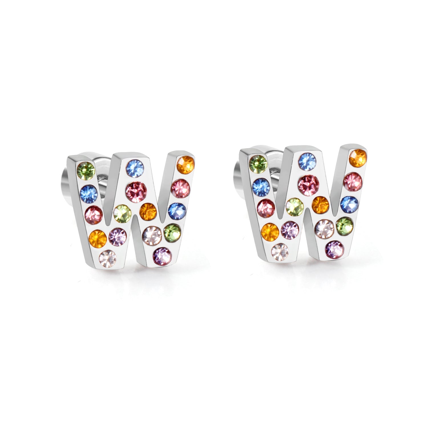 12 pairs Steel/Gold Monogram Screwback Earrings A-Z asonjewelry