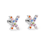 12 pairs Steel/Gold Monogram Screwback Earrings A-Z