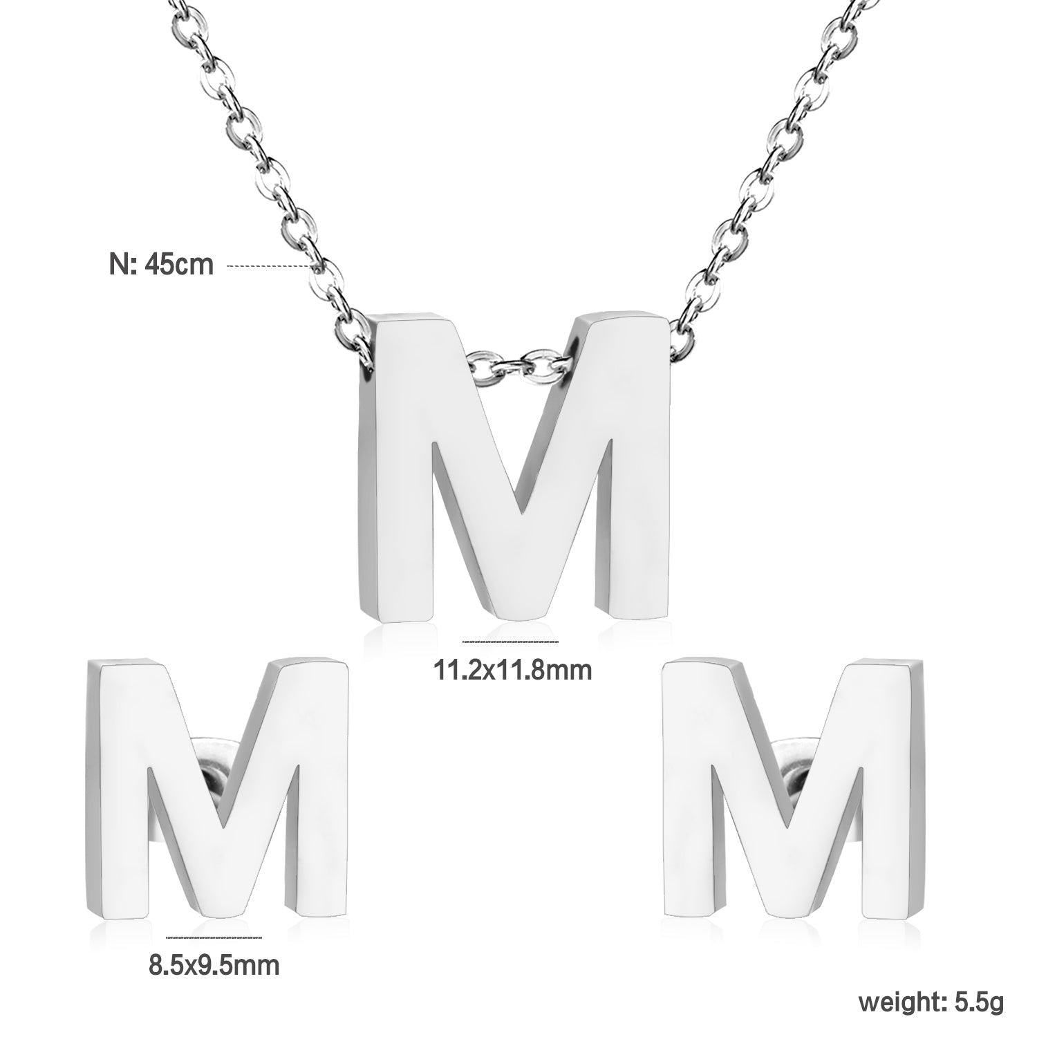 Steel/Gold Cut Letters Set without Diamonds A-Z asonjewelry