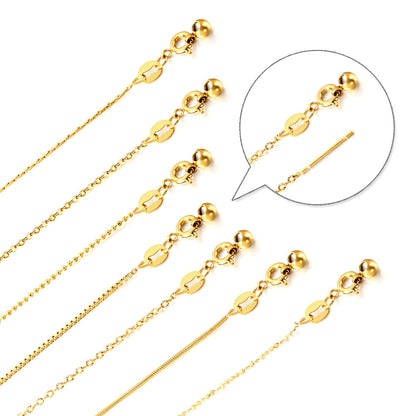ASON 10pcs/bulk long necklace collar 1mm*45cm retractable joint clasp steel color & gold stainless steel necklace wholesale asonjewelry