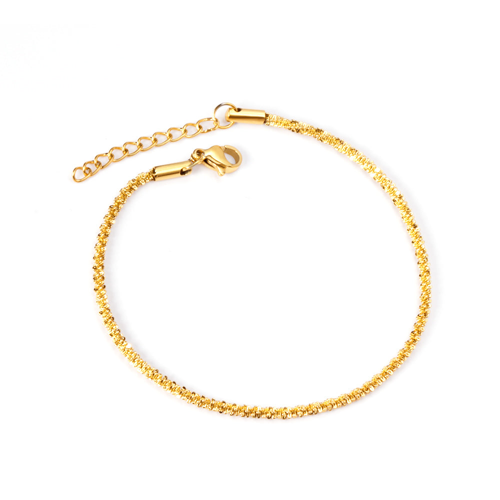 ASON 316L Stainless Steel Gold Color Chain Bracelet Simple Bangle with Extender 19+3cm Fashion Jewelry for Women Men Gift asonjewelry