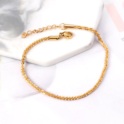 ASON 316L Stainless Steel Gold Color Chain Bracelet Simple Bangle with Extender 19+3cm Fashion Jewelry for Women Men Gift asonjewelry