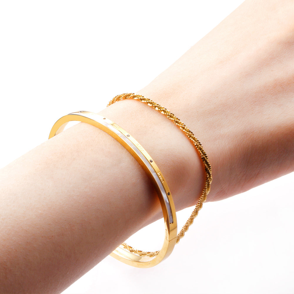 ASON 316L Stainless Steel Gold Color Chain Bracelet Simple Bangle with Extender 19+3cm Fashion Jewelry for Women Men Gift asonjewelry
