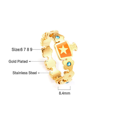 Cartoon Oil Drop with Green Diamond Ring asonjewelry