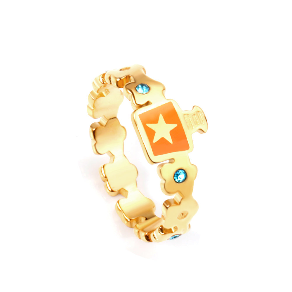 Cartoon Oil Drop with Green Diamond Ring asonjewelry