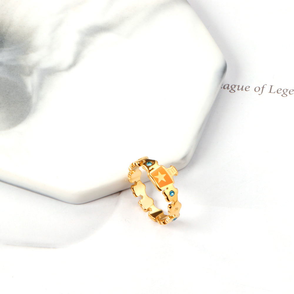 Cartoon Oil Drop with Green Diamond Ring asonjewelry