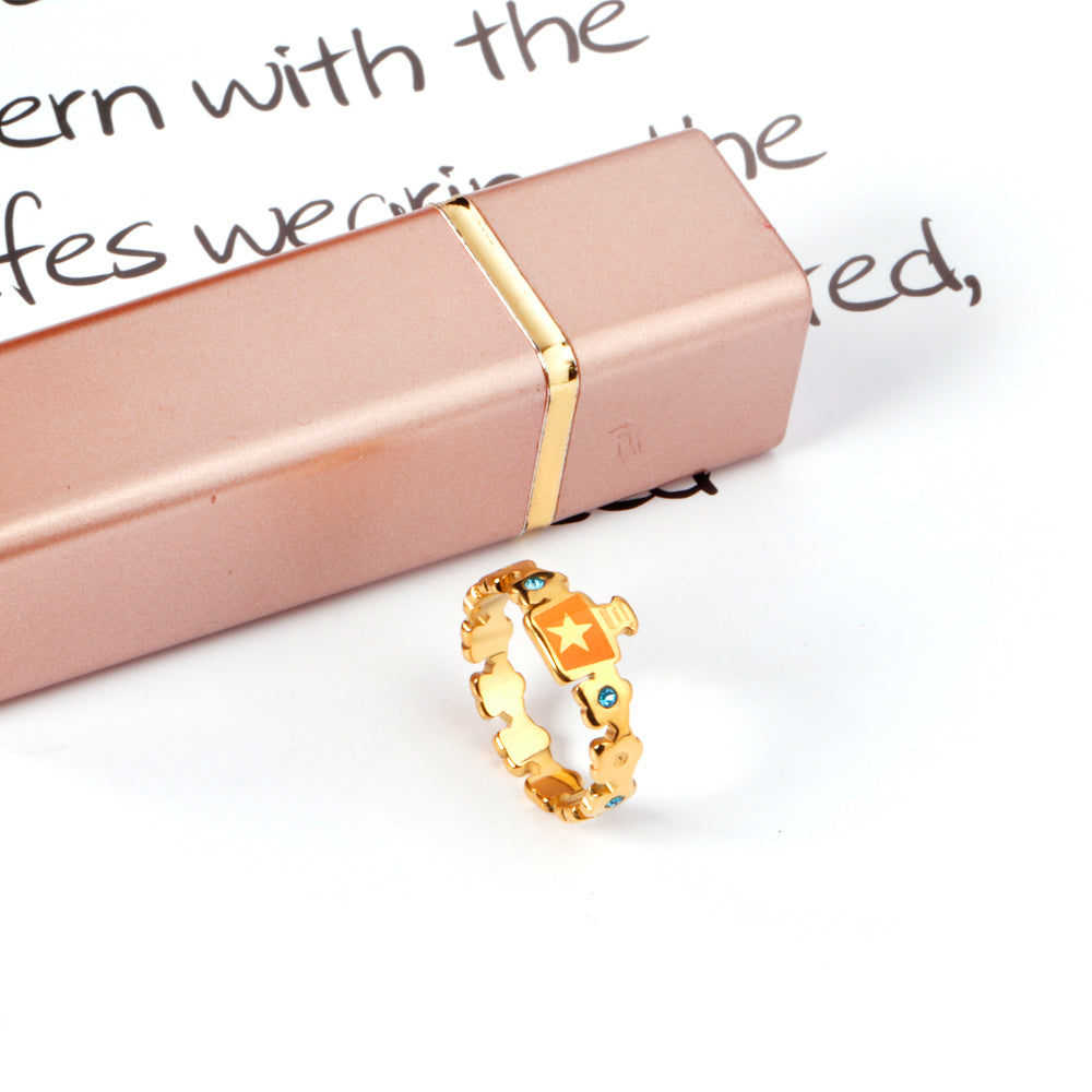 Cartoon Oil Drop with Green Diamond Ring asonjewelry