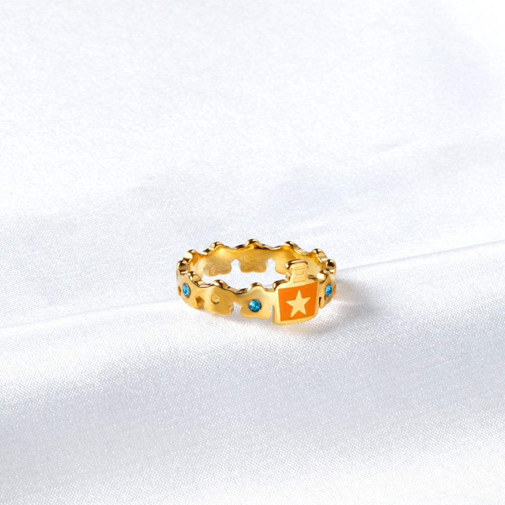 Cartoon Oil Drop with Green Diamond Ring asonjewelry