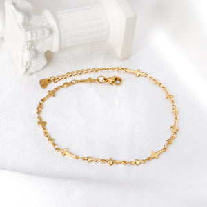 Multiple crosses anklet 23+5cm gold color