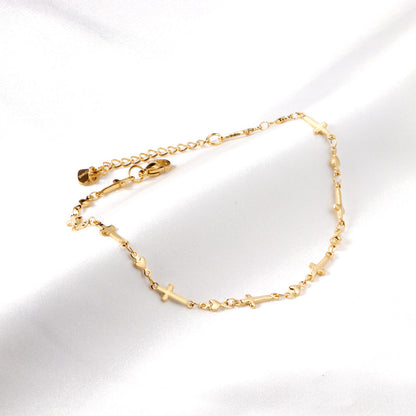 Multiple crosses anklet 23+5cm gold color asonjewelry