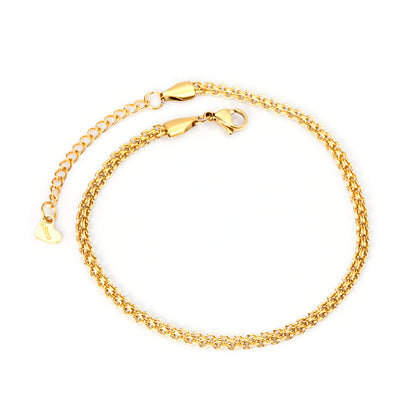 Twist chain accessory anklet 23+5cm gold color asonjewelry