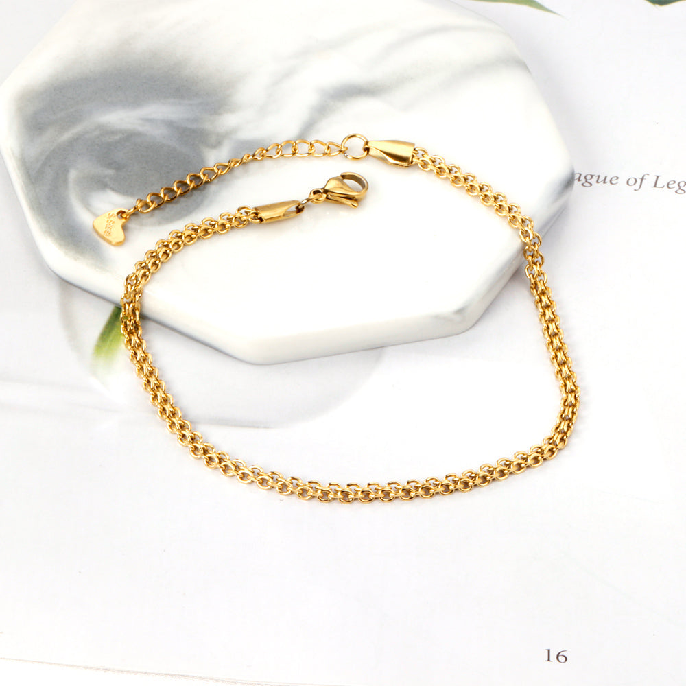Twist chain accessory anklet 23+5cm gold color asonjewelry