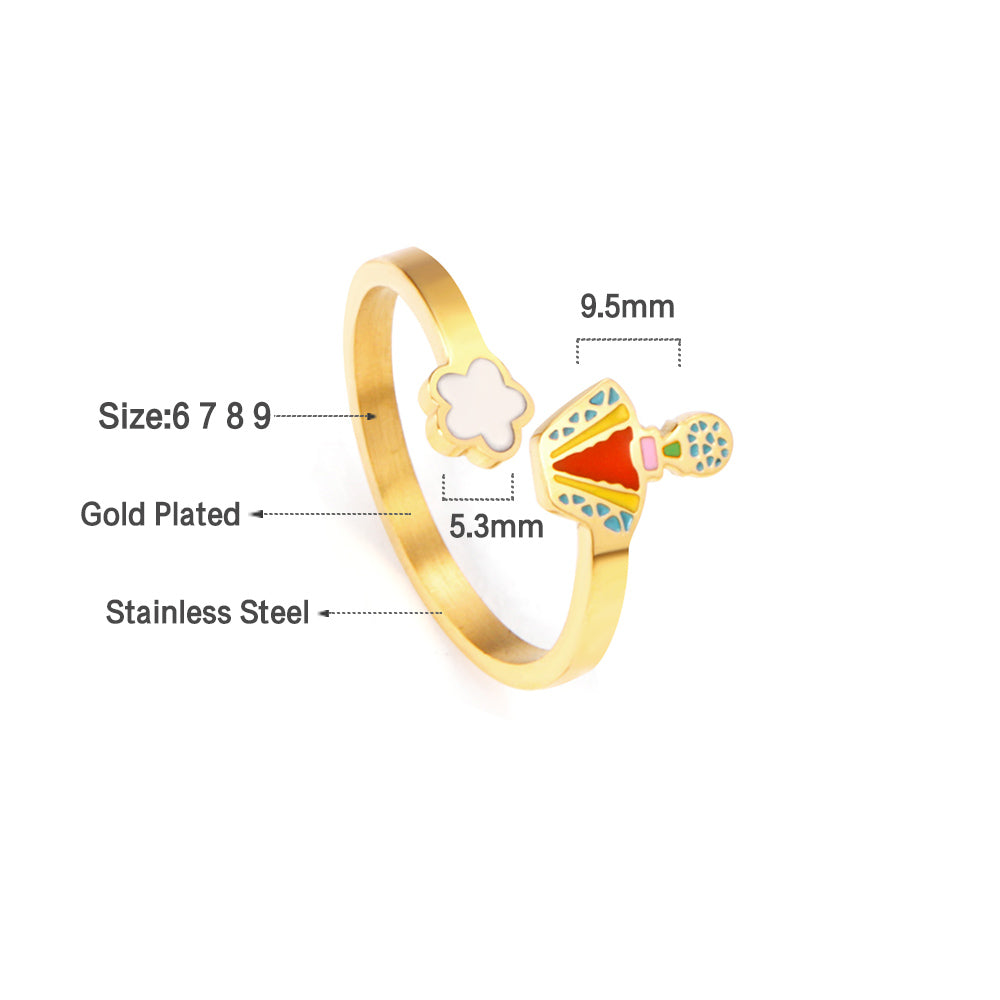 Cartoon child style oil drip + paste shell ring asonjewelry