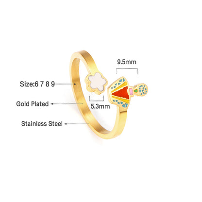 Cartoon child style oil drip + paste shell ring asonjewelry