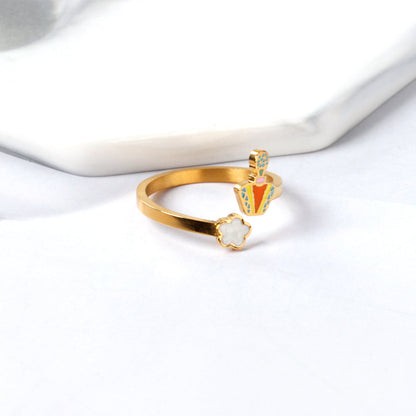 Cartoon child style oil drip + paste shell ring asonjewelry