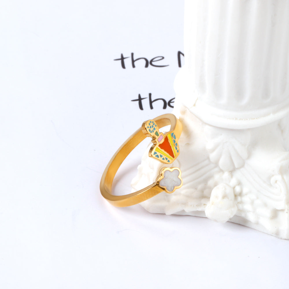 Cartoon child style oil drip + paste shell ring asonjewelry