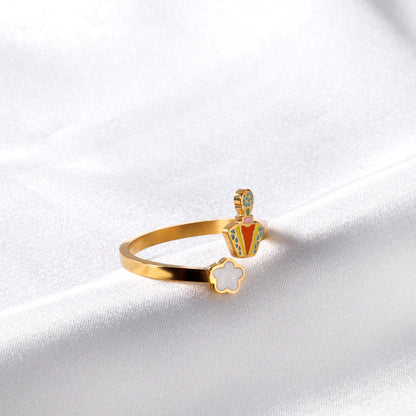 Cartoon child style oil drip + paste shell ring asonjewelry