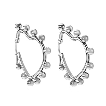 Heart shaped ear clips with steel ball 35.8*34mm asonjewelry