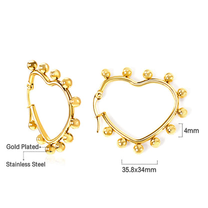 Heart shaped ear clips with steel ball 35.8*34mm asonjewelry