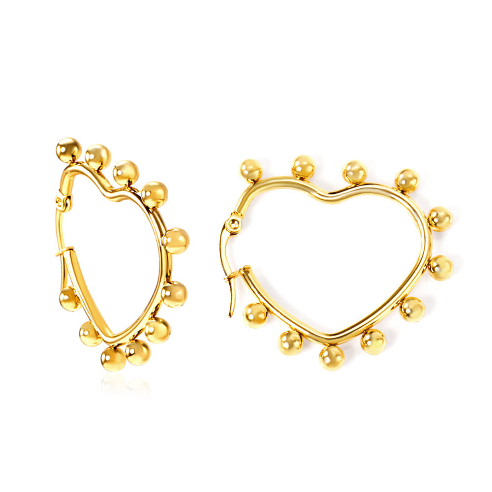 Heart shaped ear clips with steel ball 35.8*34mm asonjewelry