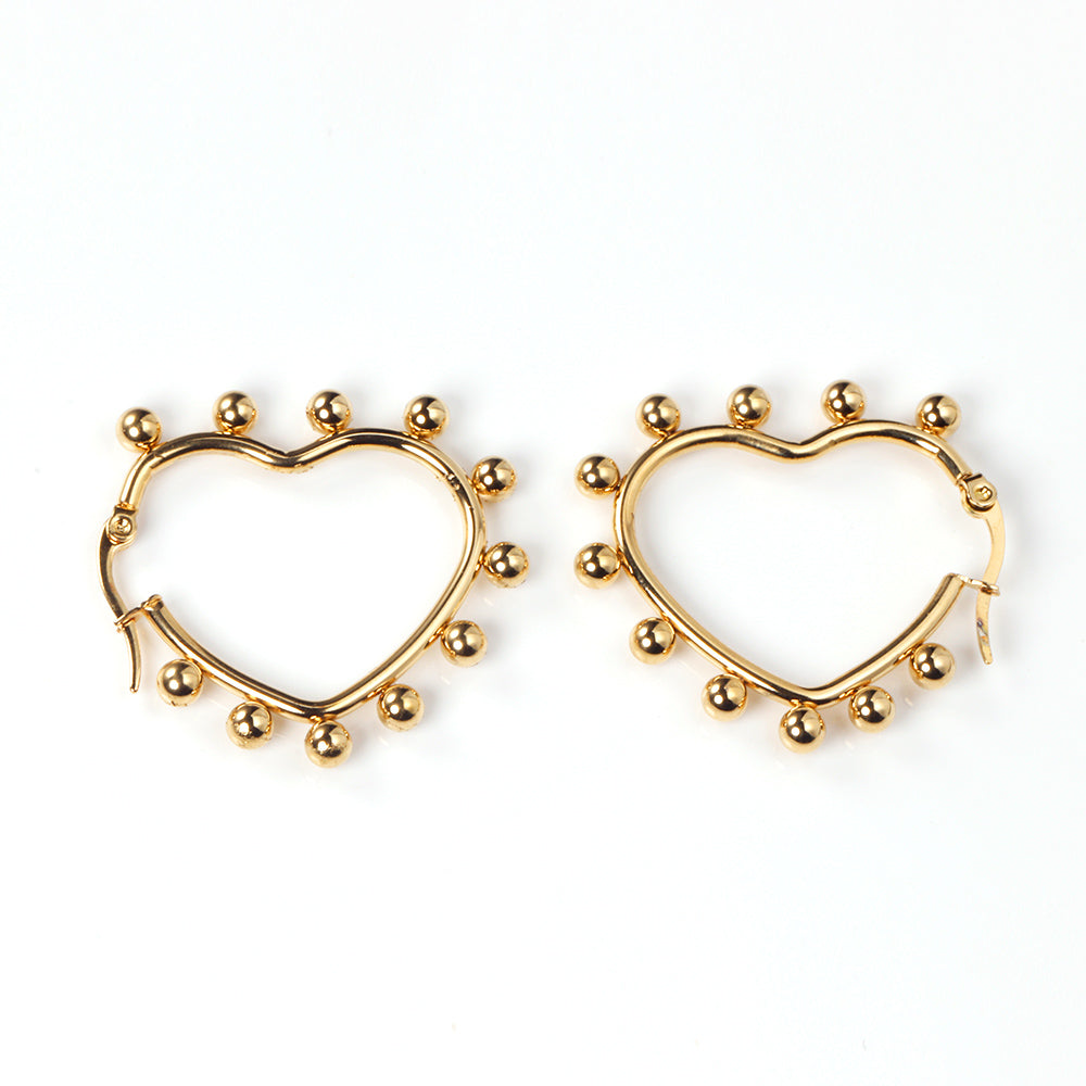 Heart shaped ear clips with steel ball 35.8*34mm asonjewelry