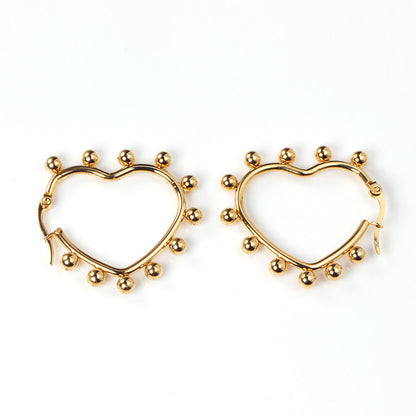 Heart shaped ear clips with steel ball 35.8*34mm asonjewelry