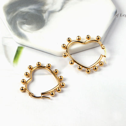 Heart shaped ear clips with steel ball 35.8*34mm asonjewelry