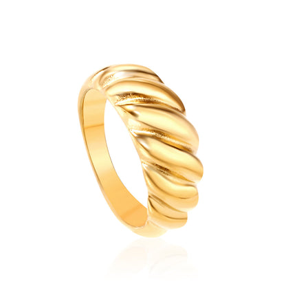 Popular jewelry French style 18k ring female hundred tide curved wide twist finger ring asonjewelry