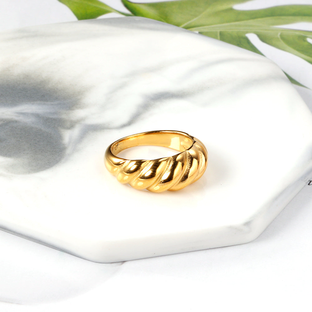 Popular jewelry French style 18k ring female hundred tide curved wide twist finger ring asonjewelry
