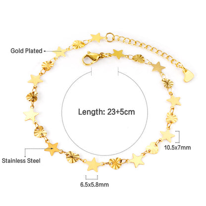 11 round + 10 hearts anklet 23+5cm gold asonjewelry