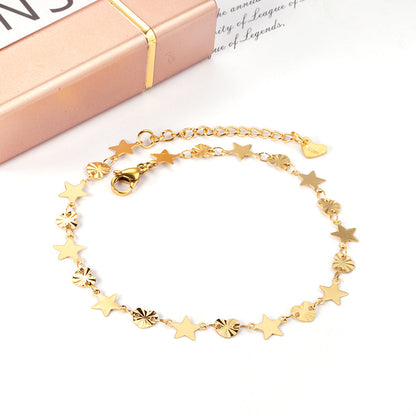 11 round + 10 hearts anklet 23+5cm gold asonjewelry