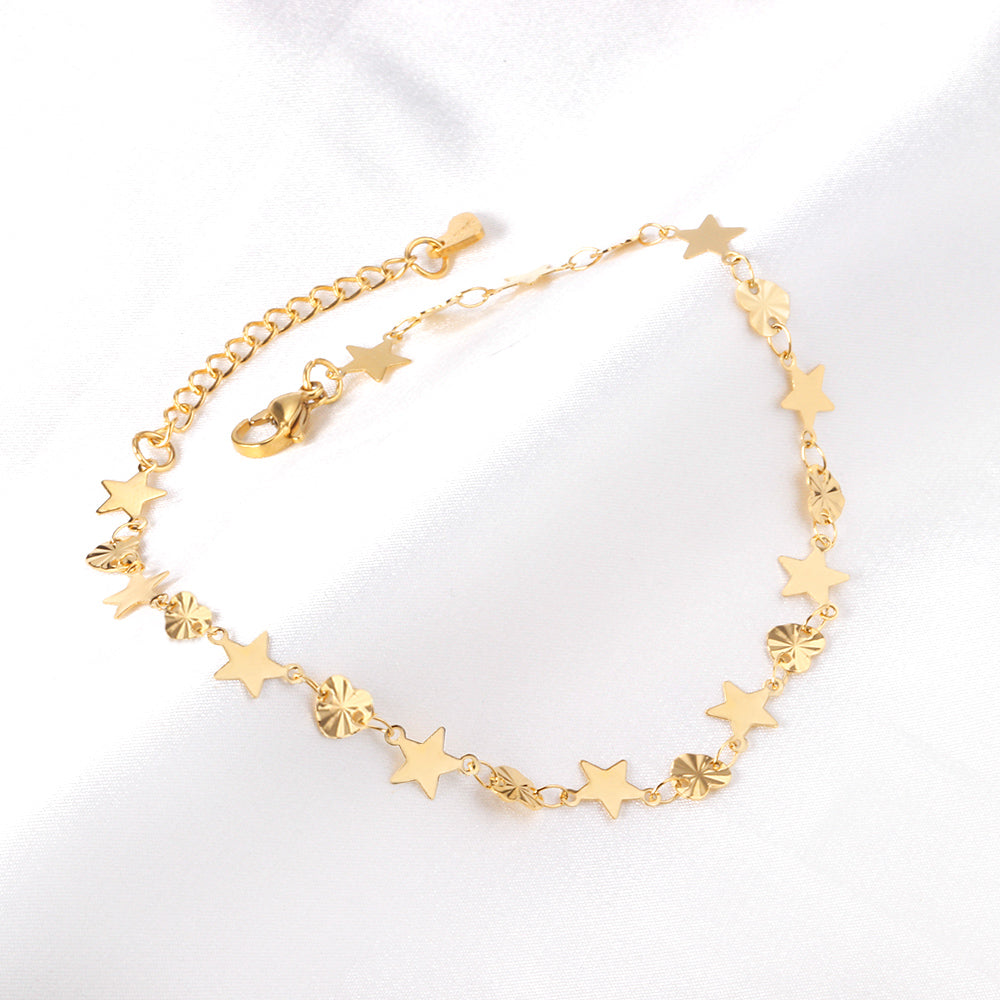 11 round + 10 hearts anklet 23+5cm gold asonjewelry