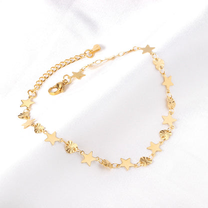 11 round + 10 hearts anklet 23+5cm gold asonjewelry