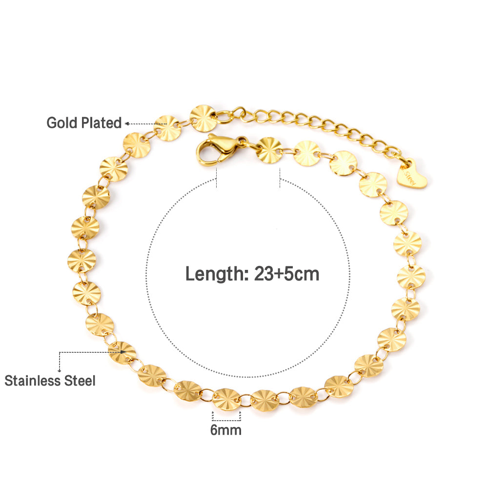 25 round accessories anklet 23+5cm gold color asonjewelry