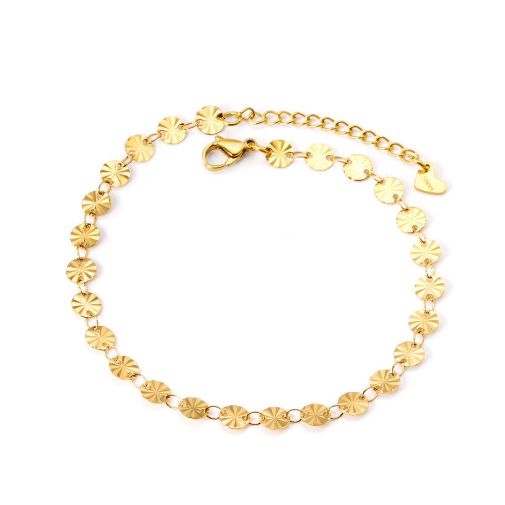 25 round accessories anklet 23+5cm gold color asonjewelry