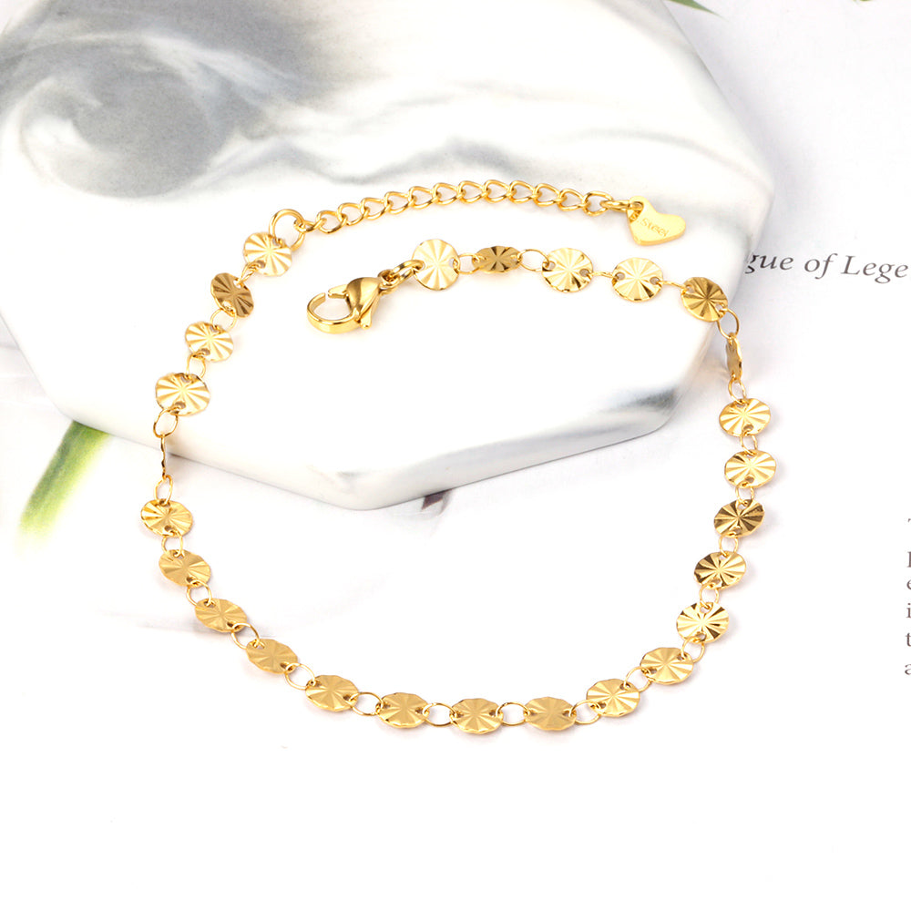 25 round accessories anklet 23+5cm gold color asonjewelry