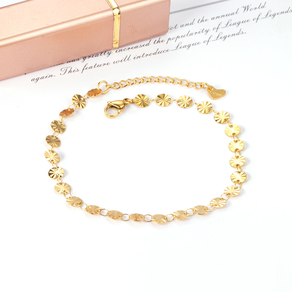 25 round accessories anklet 23+5cm gold color asonjewelry