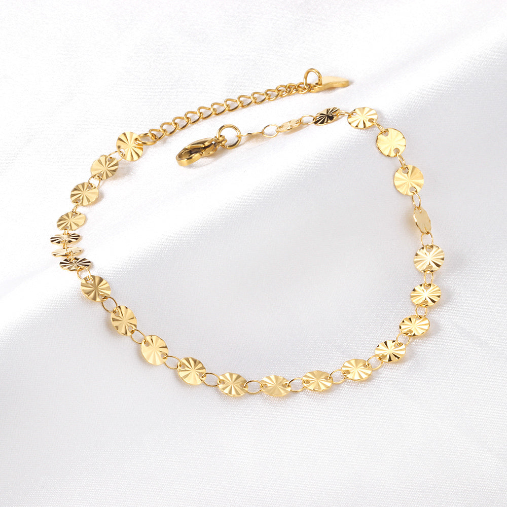 25 round accessories anklet 23+5cm gold color asonjewelry