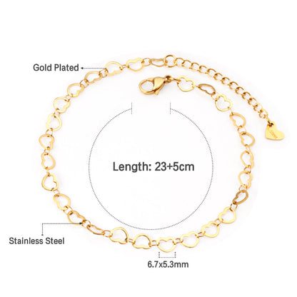 27 Heart Anklets 23+5cm Gold asonjewelry