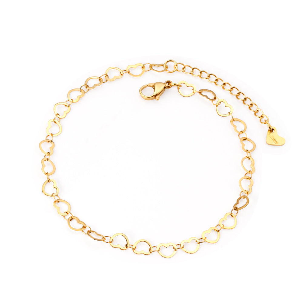 27 Heart Anklets 23+5cm Gold asonjewelry