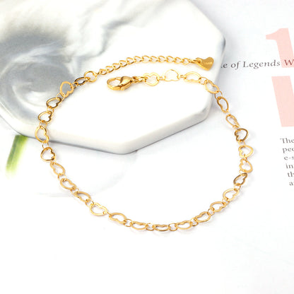 27 Heart Anklets 23+5cm Gold asonjewelry