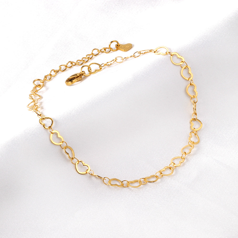 27 Heart Anklets 23+5cm Gold asonjewelry