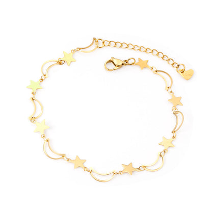 8 Moon + 8 Star Anklets 23+5cm Gold asonjewelry