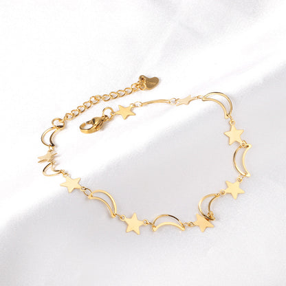 8 Moon + 8 Star Anklets 23+5cm Gold asonjewelry