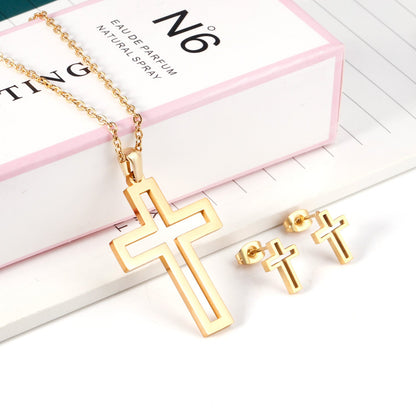 Steel/golden stranded cut crosses faceted set without diamonds asonjewelry