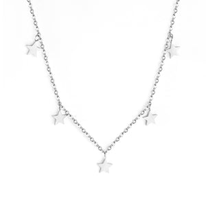 Steel & Gold Multi Irregular Star Pendant Necklace