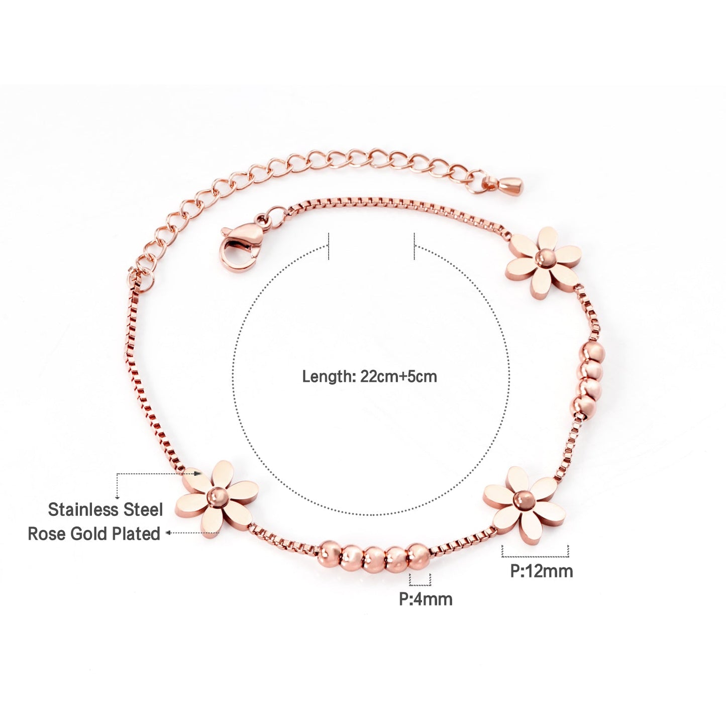 Rose Gold Accessories Soft Bracelet 22+5cm asonjewelry