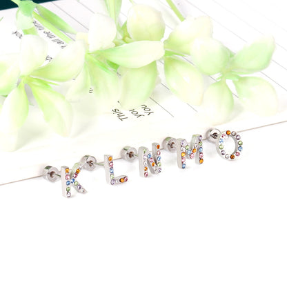 12 pairs Steel/Gold Monogram Screwback Earrings A-Z asonjewelry