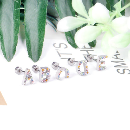 12 pairs Steel/Gold Monogram Screwback Earrings A-Z asonjewelry